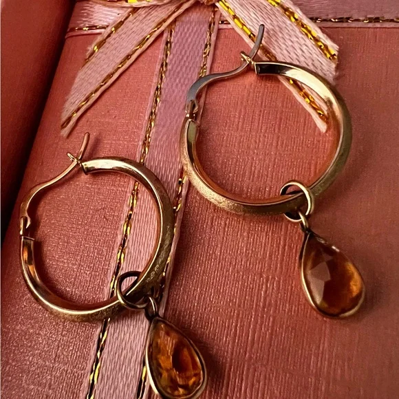 14K Michael Anthony Hoop Earrings / Gold Citrine Jackets - Picture 9 of 16